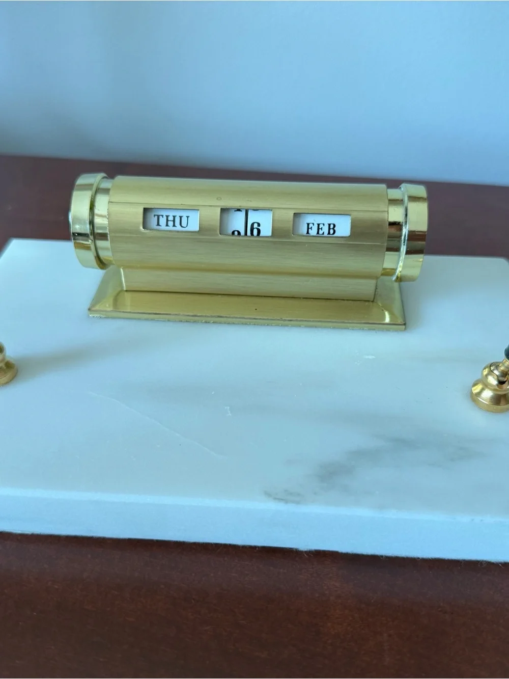 Vintage Brass Desktop Perpetual Calendar - marble base